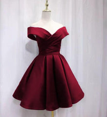 Beautiful Satin Sweetheart Bridesmaid Dress, Off Shoulder Short Formal Dress