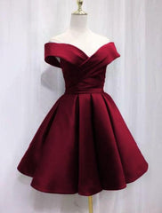 Beautiful Satin Sweetheart Bridesmaid Dress, Off Shoulder Short Formal Dress
