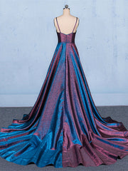 A-line V-neckline Straps Floor Length Wedding Party Dress, Simple Long Formal Dress Prom Dress