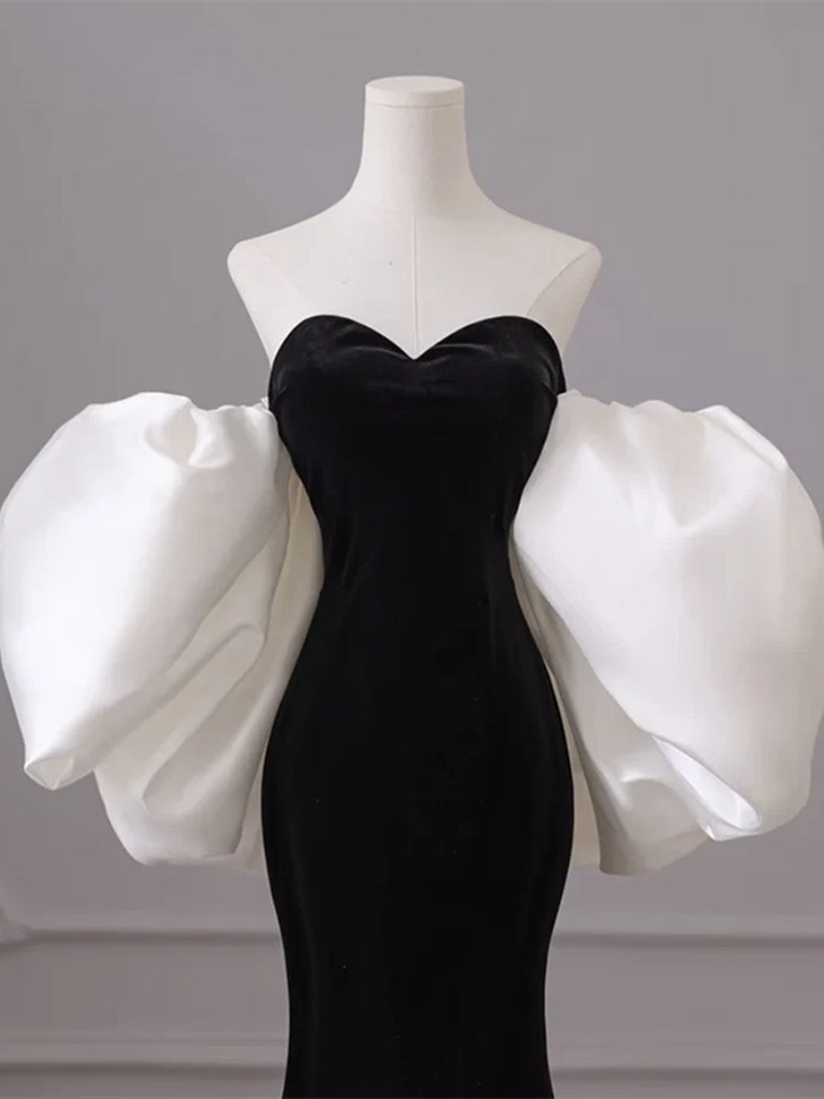 Black Mermaid Velvet Sweetheart Long Formal Dress, Black Velvet Prom Dress