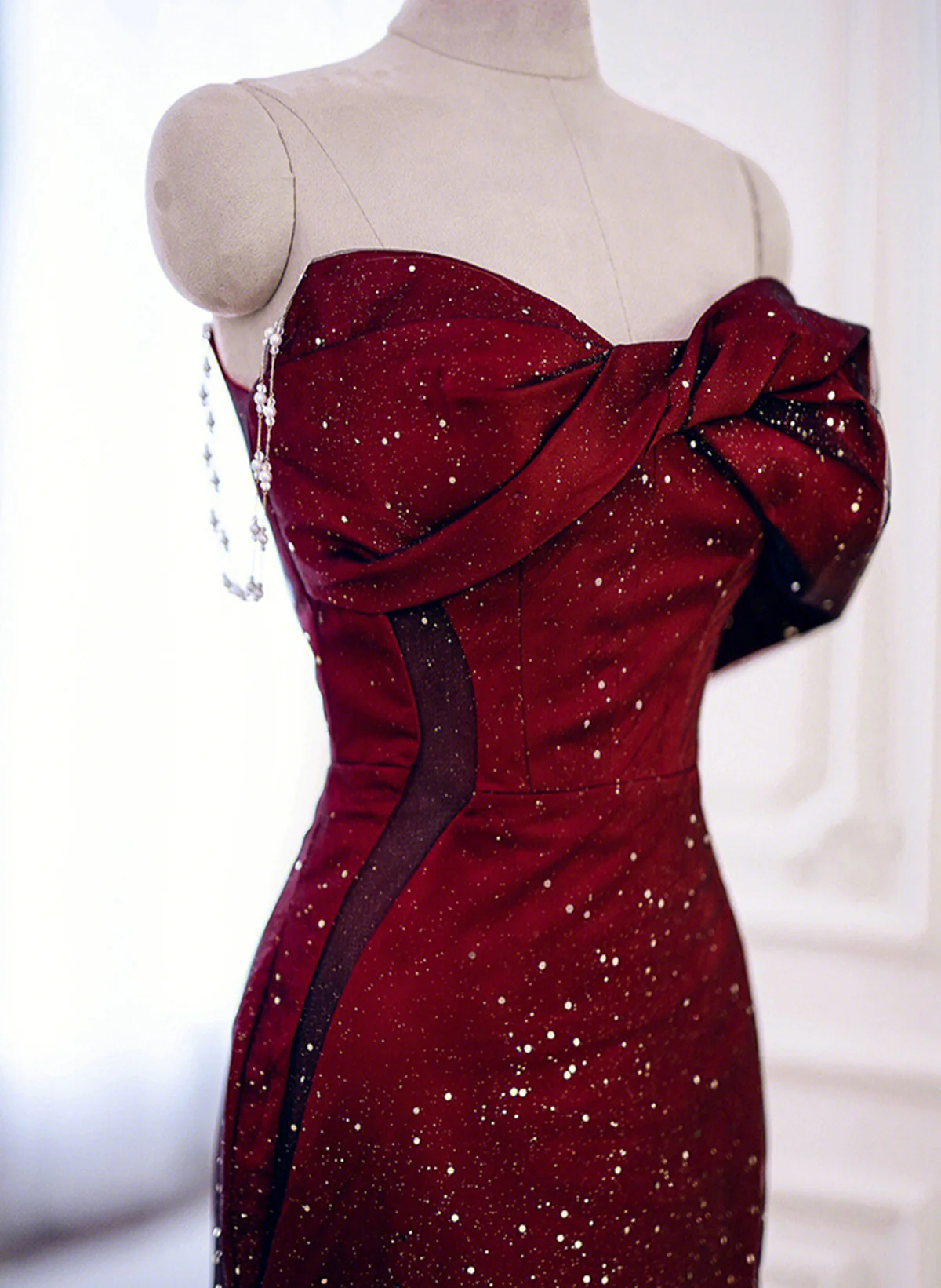 Black and Red Long Party Dress Prom Dress, Sweetheart Satin Evening Dress Formal Dress