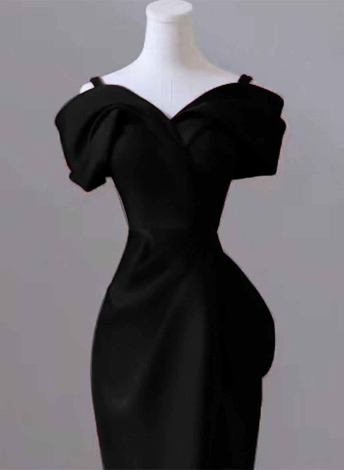 Black Satin Sweetheart Straps Long Formal Dress, Black Long Prom Dress
