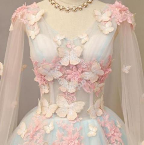 Beautiful Light Blue Long Formal Dress Party Dresses, Unique Blue Prom Dress Gown