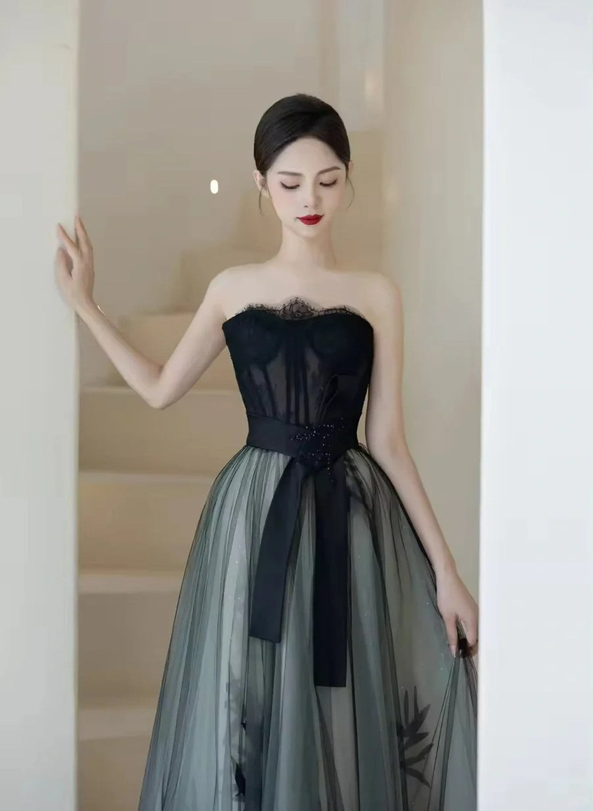 A-line Sweetheart Long Party Dress Tulle Party Dress, A-line Evening Dress