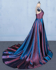 A-line V-neckline Straps Floor Length Wedding Party Dress, Simple Long Formal Dress Prom Dress