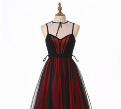 Black and Red Sweetheart Long Party Dress, Black and Red Evening Dress